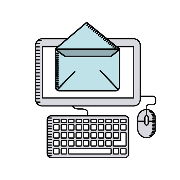 Computer with envelope icon