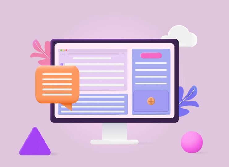 Vector 메시지와 알림이 있는 사용자 인터페이스 화면을 만드는 개방된 페이지 개념의 컴퓨터