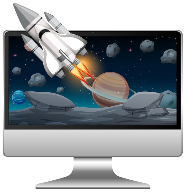 Computer with space scene