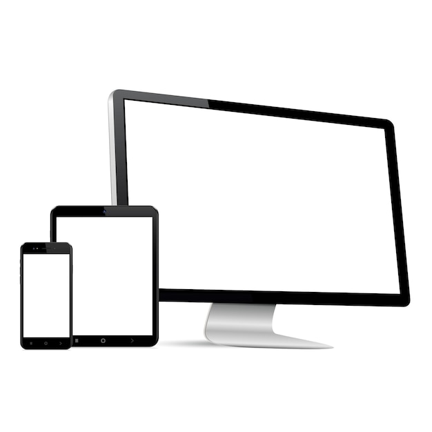 Vettore computer con tablet e smartphone