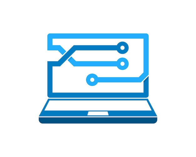 Computer with tech circuit logo