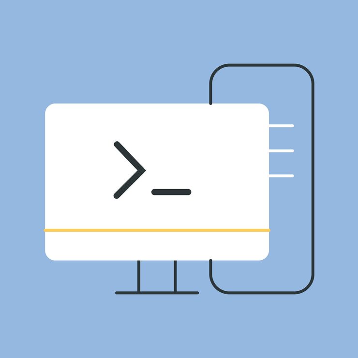 Vector 컴퓨터 작업 아이콘 파란 배경 프로그래밍 코드 작성 프로그래머 작업