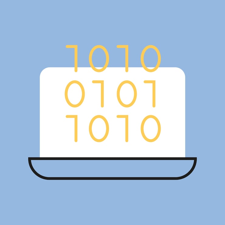 Vector 컴퓨터 작업 아이콘 파란 배경 프로그래밍 코드 작성 프로그래머 작업