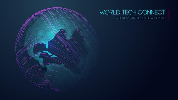 Computer world connectivity structure analysis Internet network and science technology background vector World tech connect earth globe