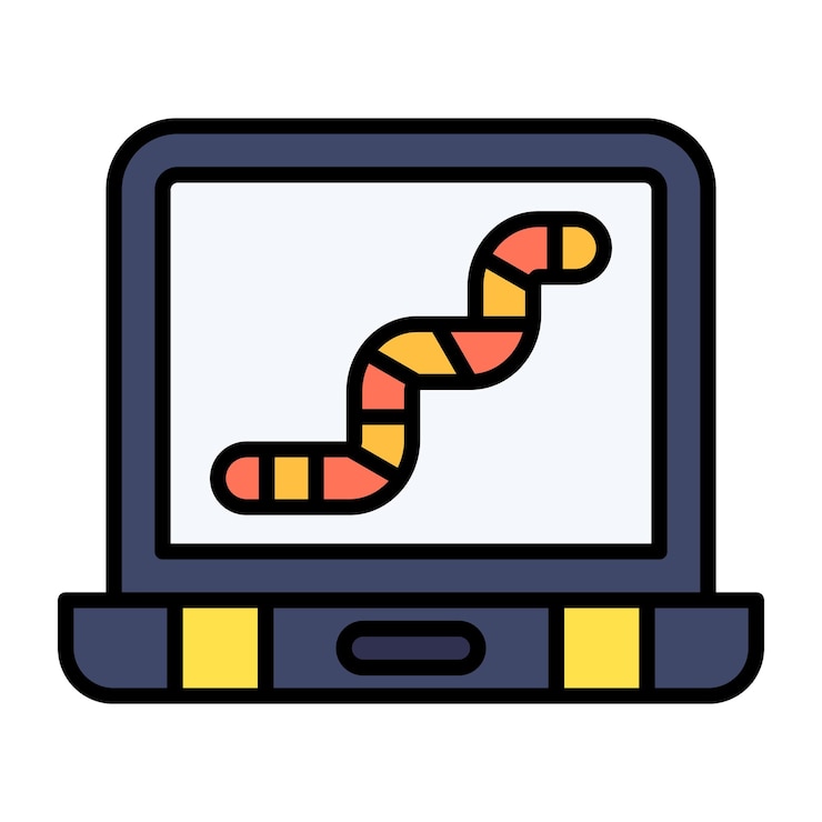 Vector computer worm flat illustration
