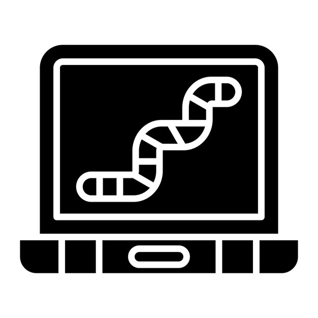 Computer Worm Glyph Solid Black Illustration