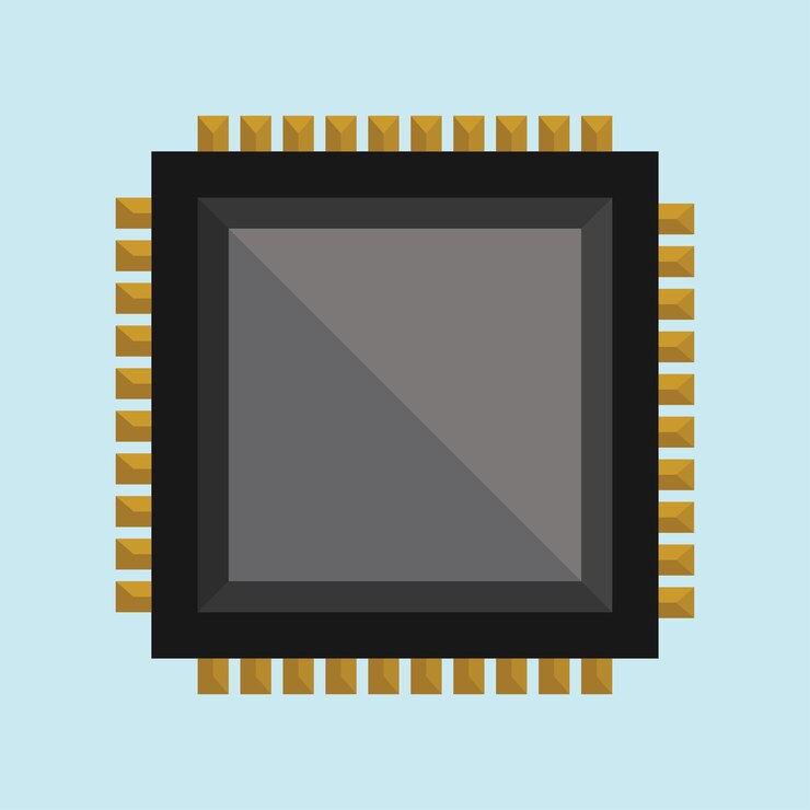 Vector computerchip in platte stijl vector