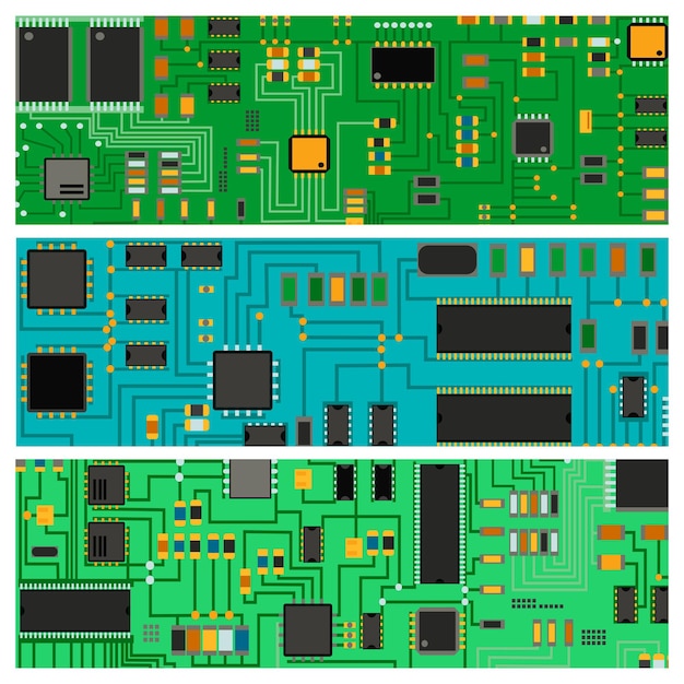 Computerchip technologie processor circuit moederbord informatiesysteem vectorillustratie