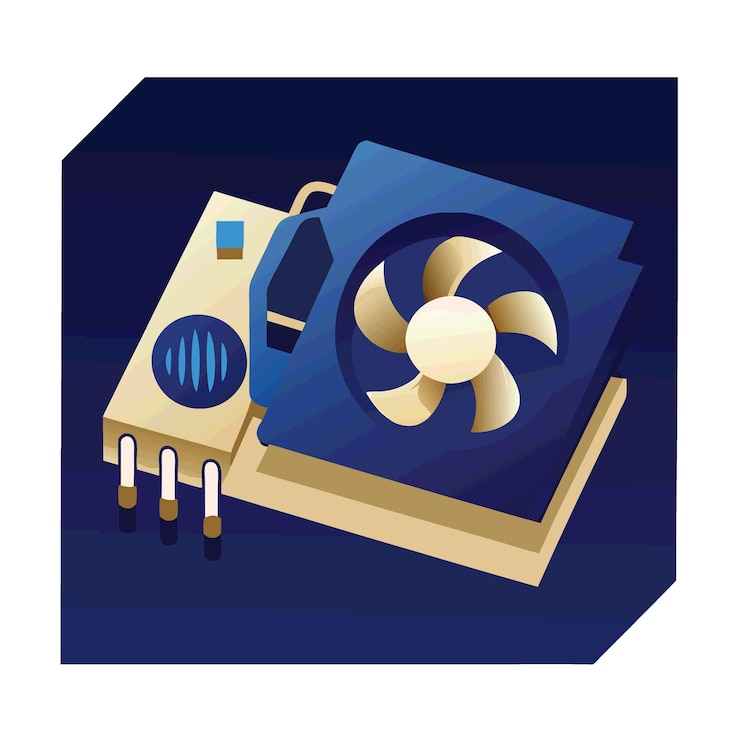 Vector computercomponenten, onderdelen en apparaten met een vector-stijlontwerp van de geluidskaart