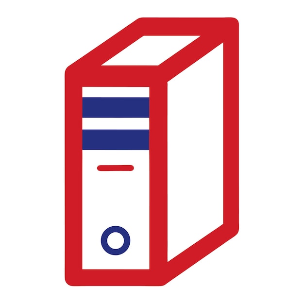 Computerhardwarecomponenten Delen en apparaten met computerkast Vector stijl Illustra
