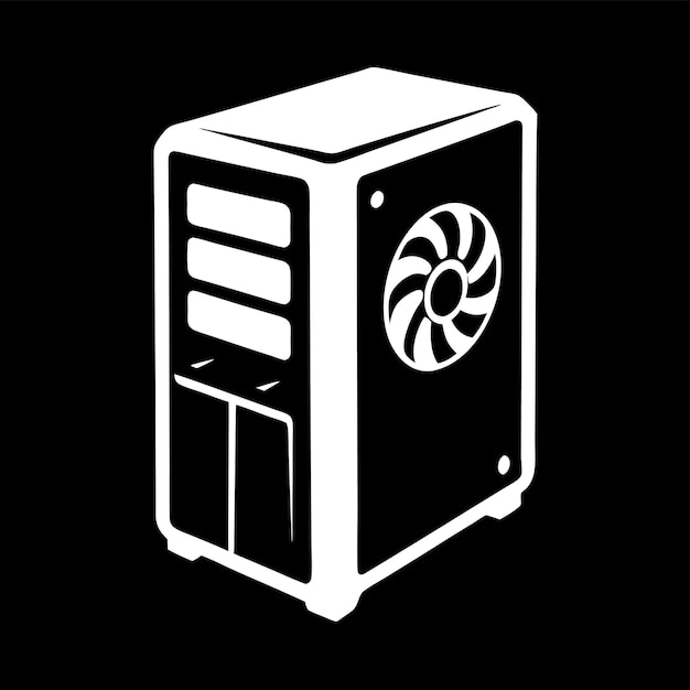 Computerhardwarecomponenten Delen en apparaten met computerkast Vector stijl Illustra