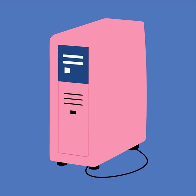 Computerhardwarecomponenten Delen en apparaten met computerkast Vector stijl Illustra