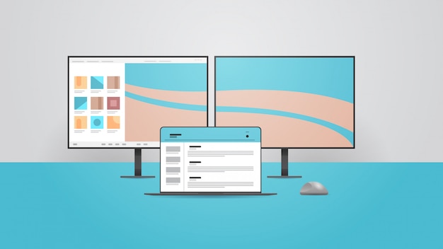 Computermonitor en laptop realistische gadgets en apparaten cross-platform concept