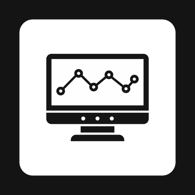 Computermonitor met bedrijfsgrafiek icoon in eenvoudige stijl op een witte achtergrond vector illustratie