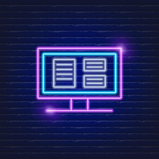 Computermonitor Neon pictogram Seo service teken Web concept