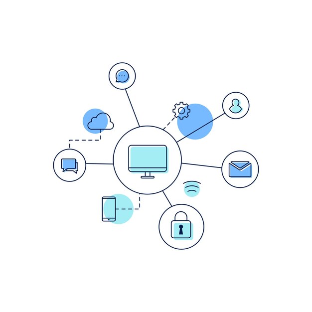 Computernetwerk vector pictogram ontwerp illustratie template