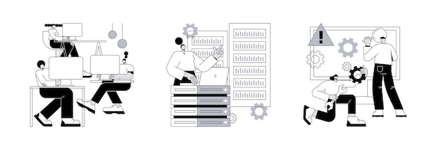 Computers en software abstract concept vectorillustraties