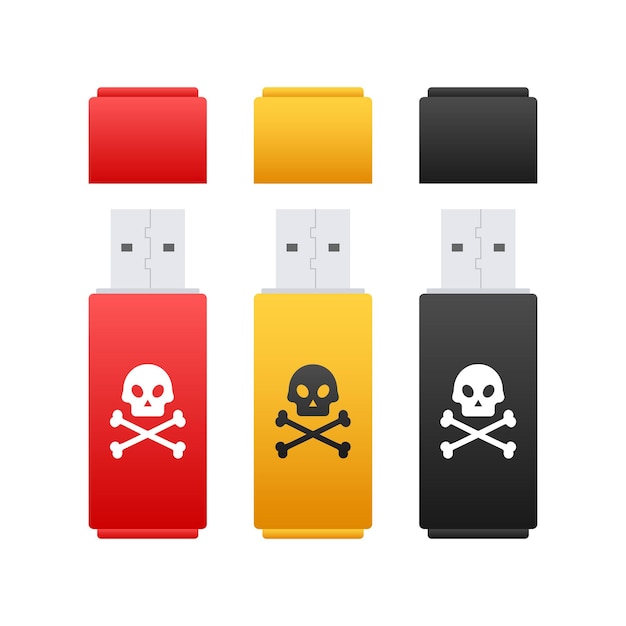 Computervirus op usb-flashkaart Virusbescherming Vectorvoorraadillustratie