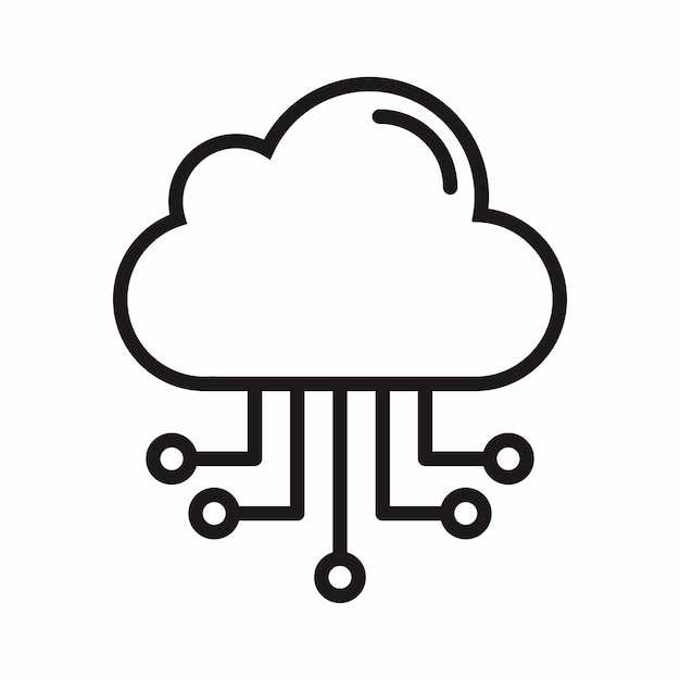 Vector computing cloud icon illustration in outline style