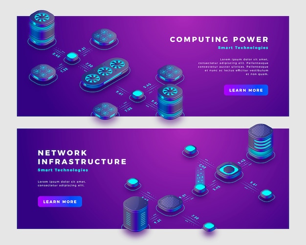 Computing power en database concept-sjabloon voor spandoek.