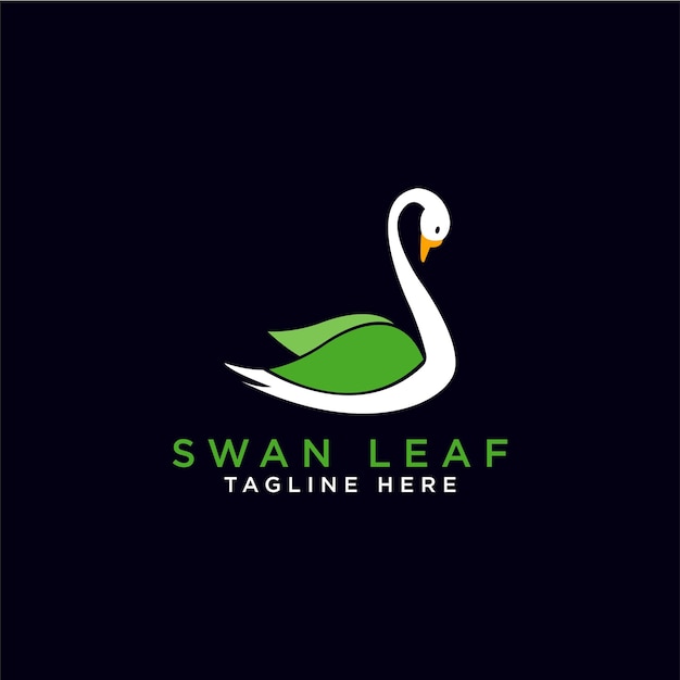 Conceito de logotipo de cisne e folha Modelo de design de emblema criativo mínimo