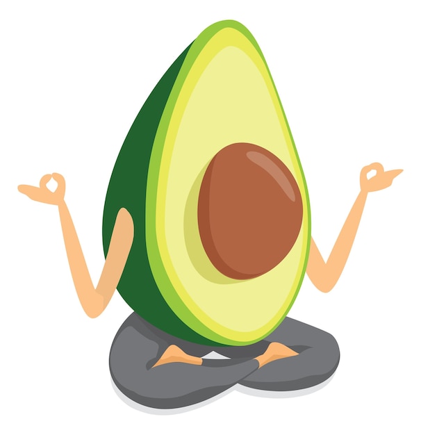 Concentrated avocado practising yoga