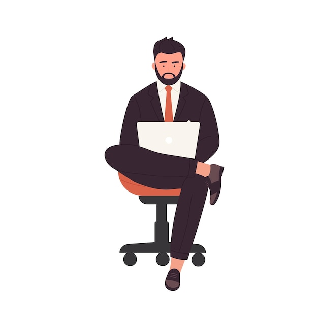 Vector concentrated businessman in office chair