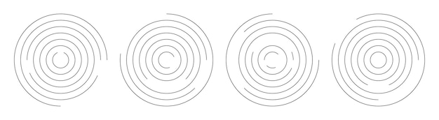 同心円の幾何学的なベクトル要素あなたのデザインの抽象的な丸い渦巻き線の背景
