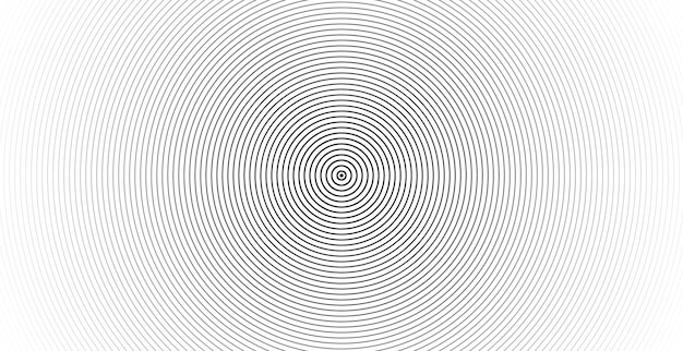 Vector concentric circle illustration for sound wave abstract circle line pattern black and white graphic