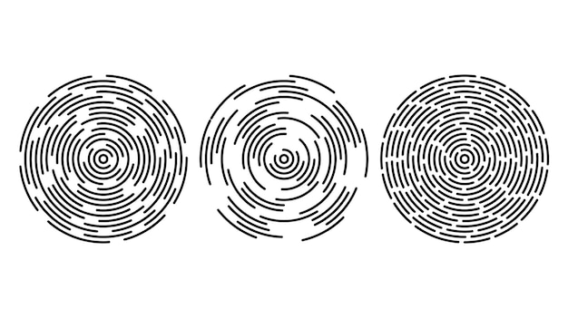 Concentric circle segments set. Rippled round patten background. Sonar or sound wave rings