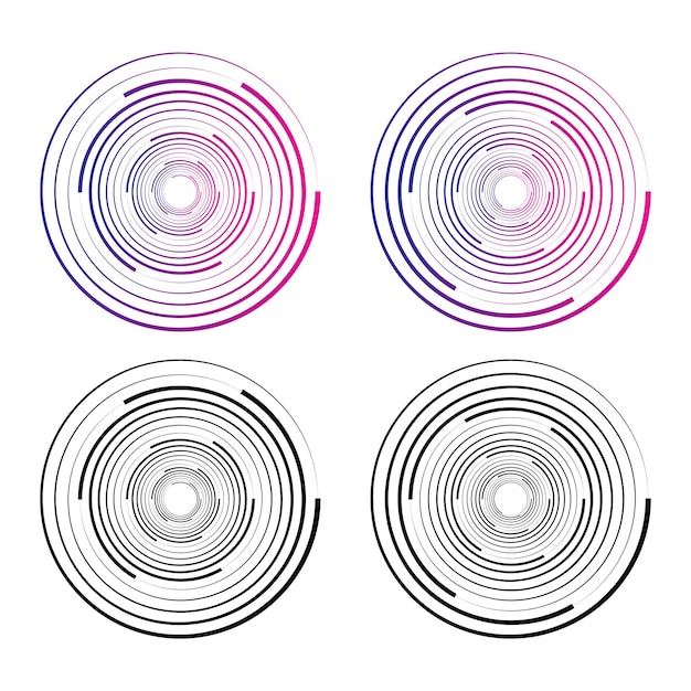 Vector concentric random circles with dynamic lines vortex circular swirl