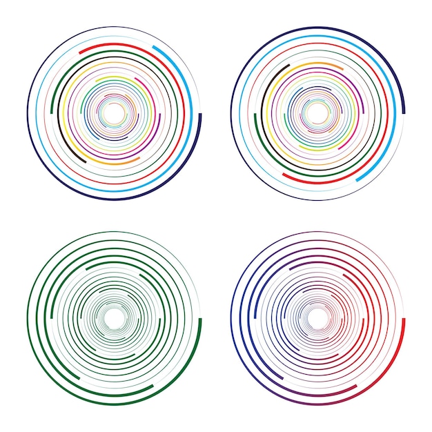Vector concentric random circles with dynamic lines vortex circular swirl