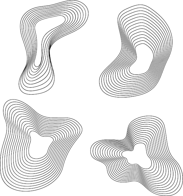 Concentric Wavy Lines abstract element set