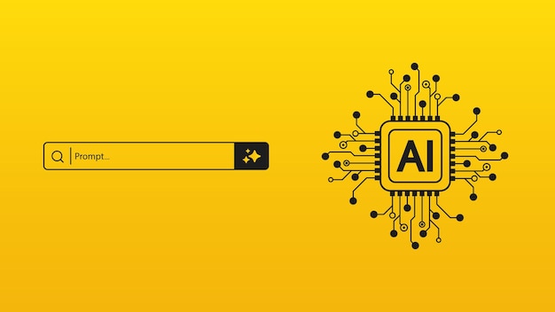 concept of ai generate a prompt ai chip with circuit and generative bar artificial intelligence technology for digital content and automated data transformation vector illustration