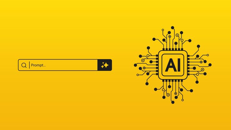 Vector concept of ai generate a prompt ai chip with circuit and generative bar artificial intelligence technology for digital content and automated data transformation vector illustration