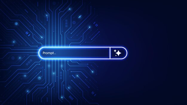 concept of ai generate a prompt generative and search bar on futuristic circuit motherboard artificial intelligence technology for digital content and automated data transformation vector