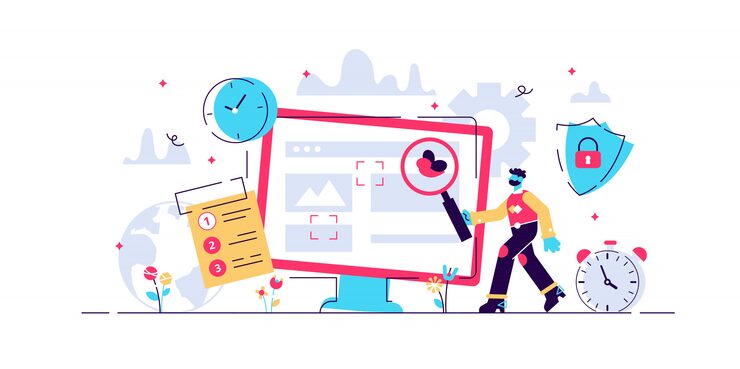 Vector 应用程序概念测试,调试开发过程,编程和编码,软件api原型为移动应用程序构建网页,横幅,演示,社交媒体,文件,卡片