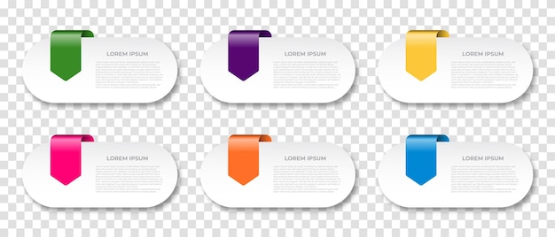 Концепция бизнес-модели стрелки с 6 шагами Шесть красочных графических элементов Дизайн временной шкалы для презентации брошюры Макет инфографического дизайна Векторная иллюстрация