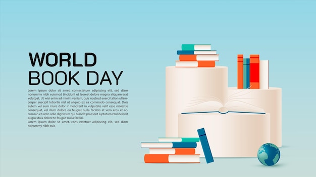 파스텔 색 구성표 벡터 일러스트와 함께 세계 책의 날을 축하하기 위한 책의 컨셉 아트