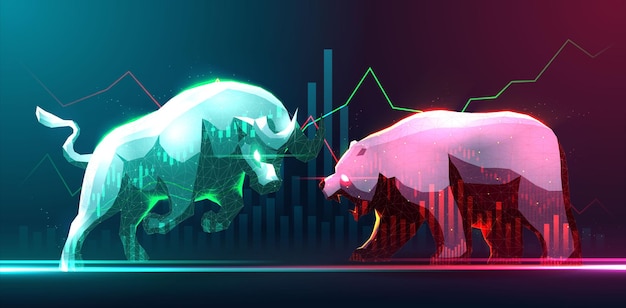 Концепт-арт бычьего и медвежьего на фондовом рынке или на форексе