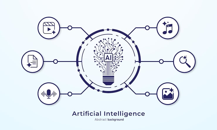 Vector concept of artificial intelligence ai technology for big data analytics and generate ideas creating innovation from machine learning ai and neural networks vector illustration