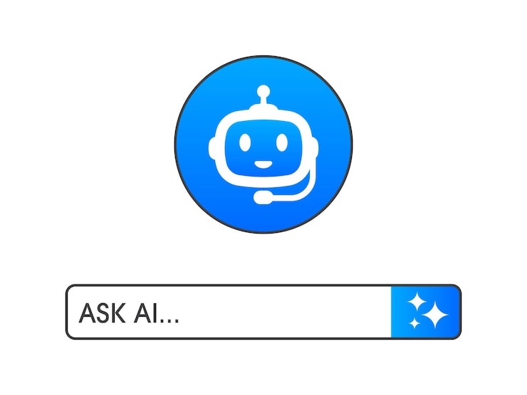 Vector concept of artificial intelligence chatbot and ai assistant search engine bar and robot input prompt as commands for search and analysis by ai vector illustration
