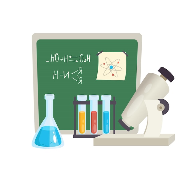 Concept back to school science blackboard this illustration features a flat vector design