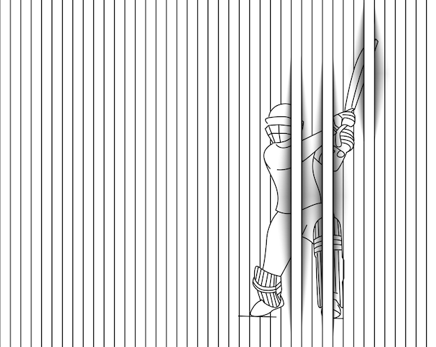 Concept of batsman playing cricket - championship, line art design vector illustration.