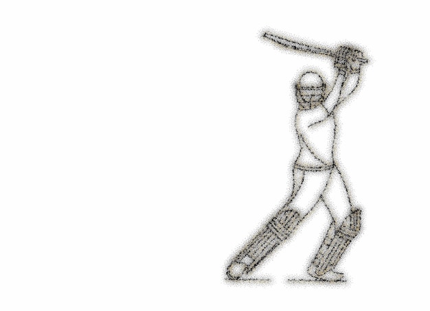 Il concetto di battitore che gioca a cricket alza la mazza dopo aver segnato un intero secolo - campionato, line art design illustrazione vettoriale.