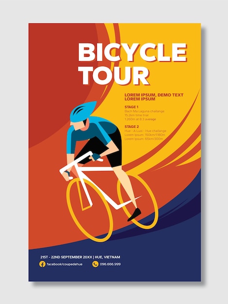 Vettore concetto per l'illustrazione vettoriale del tour in bicicletta