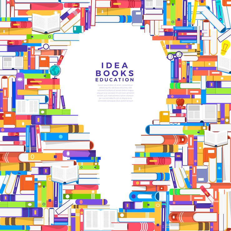 Vector   concept the book is a light bulb. set up a book to icon idea.  illustrate.
