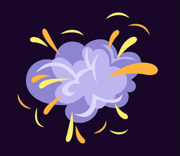 Concept Boom explosion clouds This is a flat cartoonstyle illustration depicting an explosion