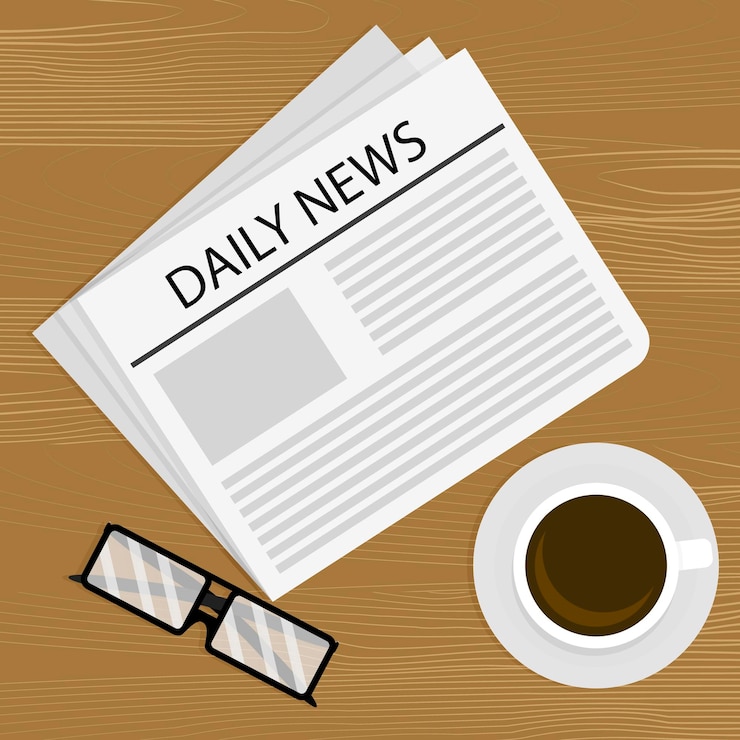 Vector 商業早晨每日新聞和一杯咖啡的概念
