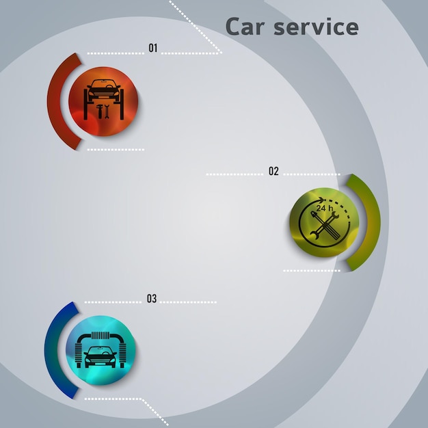 Vettore volantino del modello di presentazione dei passaggi dei servizi di concept car